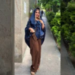 شلوار دبل قهوه ای، پانچو سرمه ای